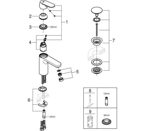 Смеситель для раковины Grohe Eurosmart Cosmopolitan 23928000