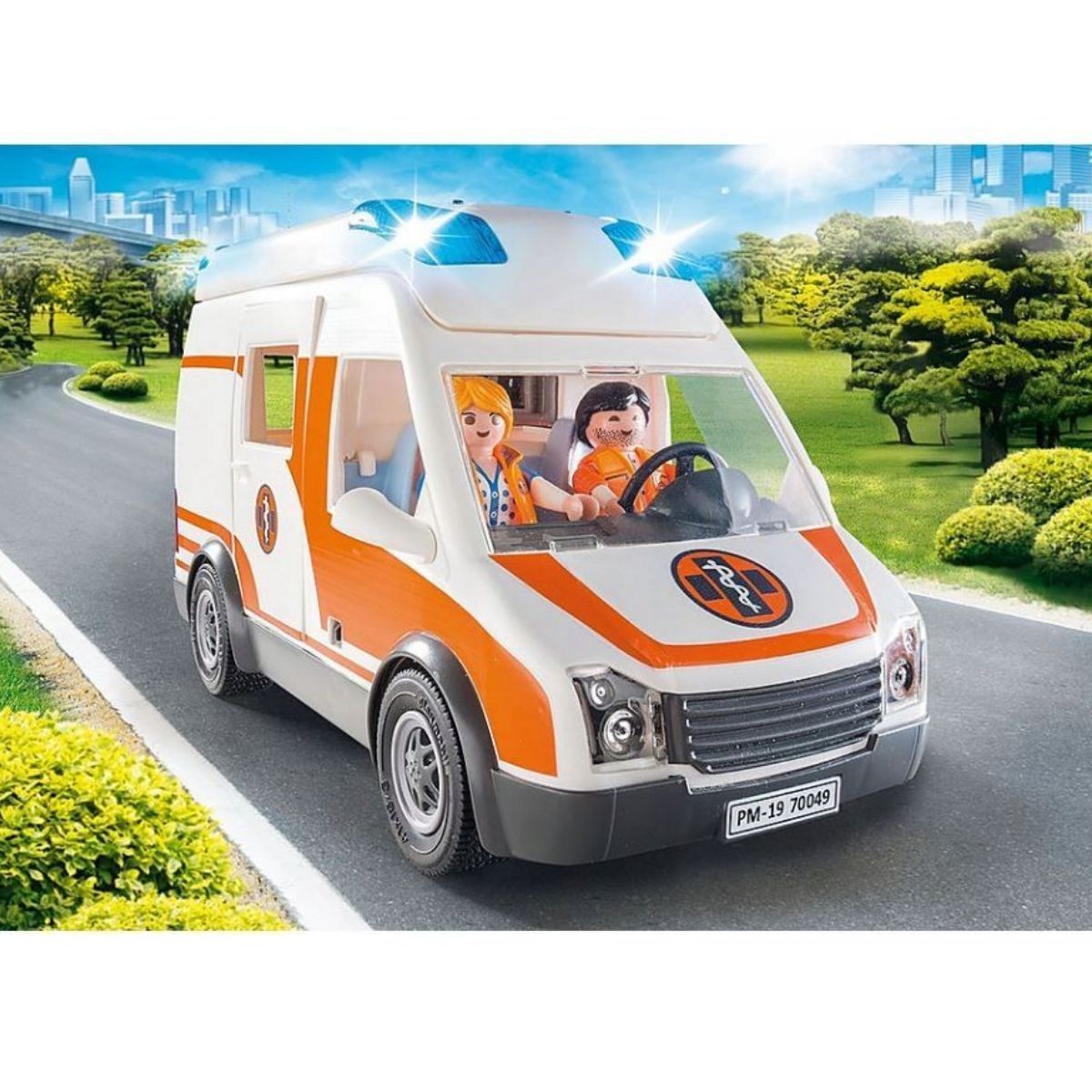 Набор с элементами конструктора Playmobil City Life 70049 скорая помощь с мигалкой, 62 дет.