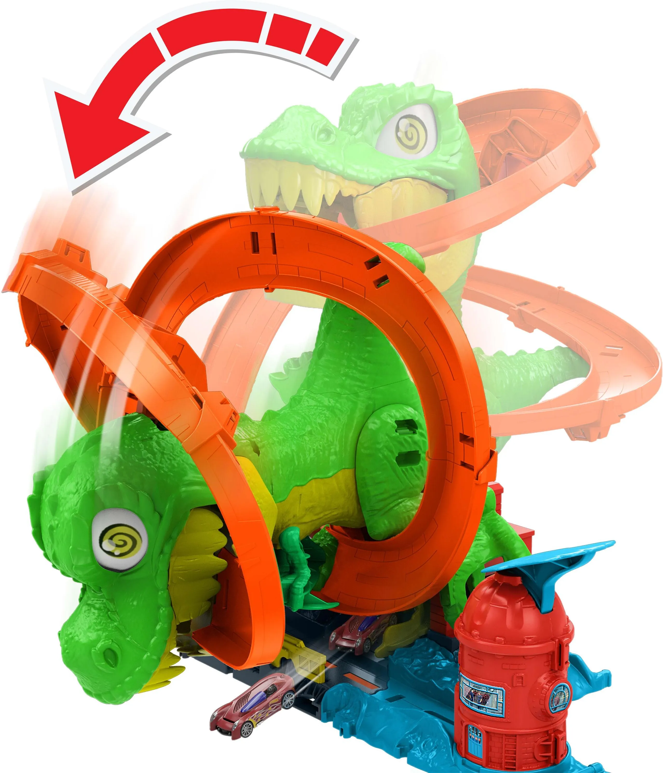 Игрушечный трек Hot Wheels Twisted Track T-rex JBM73