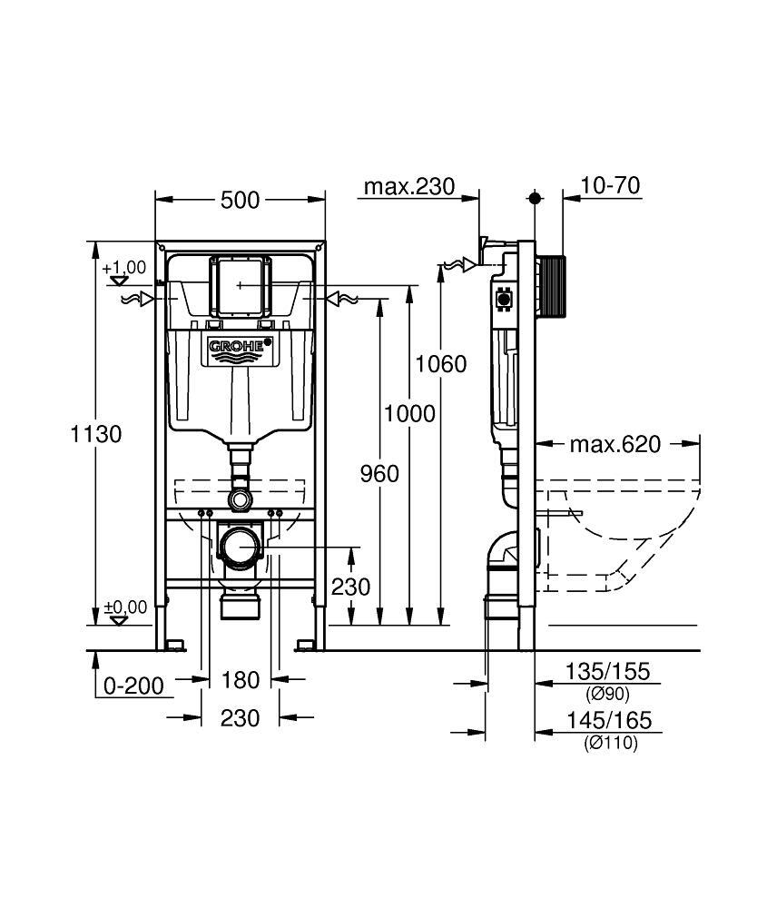 Скрытая рама для подвесного унитаза Grohe Rapid SL S38536001