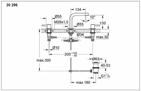 Смеситель для раковины на три отверстия Grohe Essence 20296001