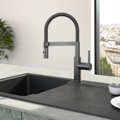 Однорычажный смеситель для кухни Villeroy & Boch Steel Expert Compact Anthracite (92730005)