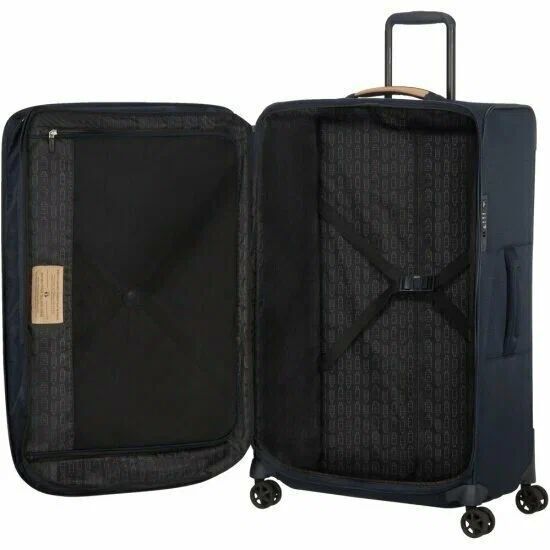 Чемодан Samsonite, текстиль, полиэстер, увеличение объема, 92 л, размер M, синий