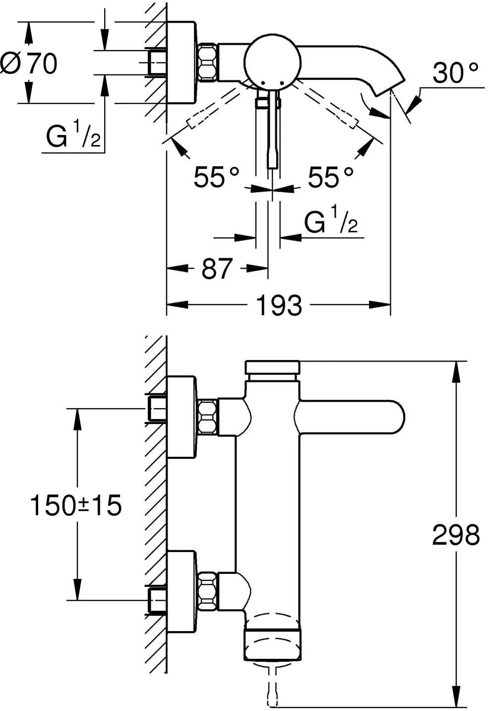 Накладной смеситель для ванны Grohe Essence New 33624Dl1