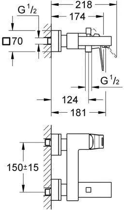 Смеситель для ванны Grohe Eurocube 23140000, хром