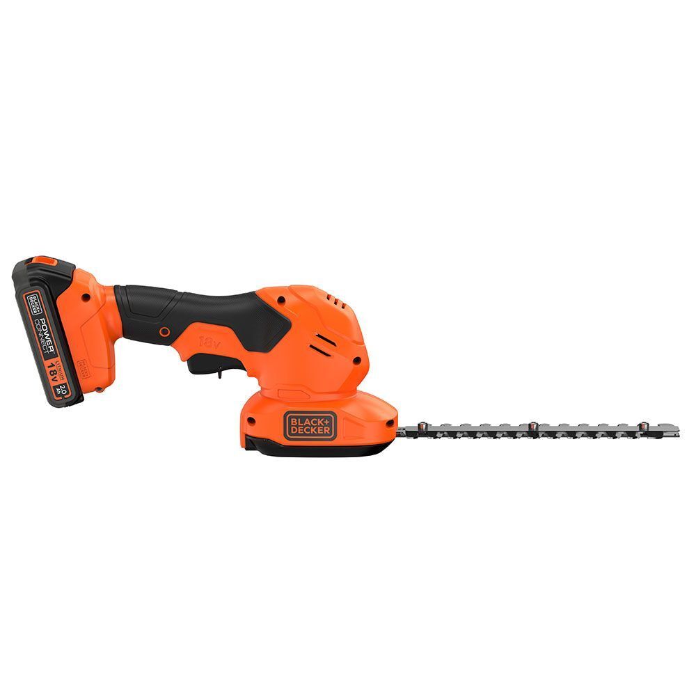 Аккумуляторный кусторез BLACK+DECKER BCSS18D1, 18В, 2Ач , насадки ножницы и кусторез"