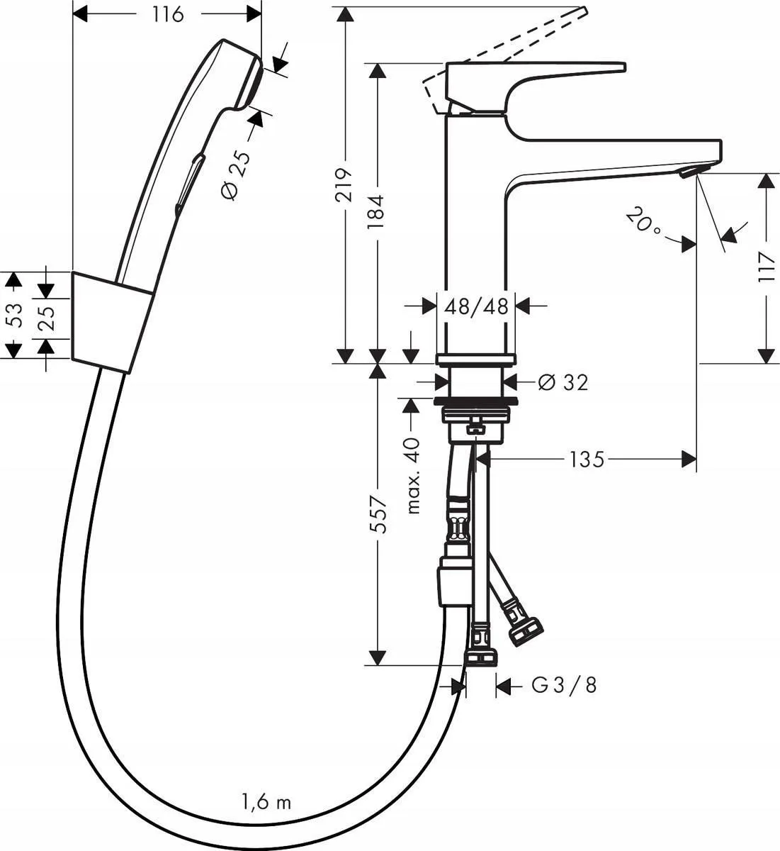 Смеситель Hansgrohe Metropol с гигиеническим душем хром 32522000