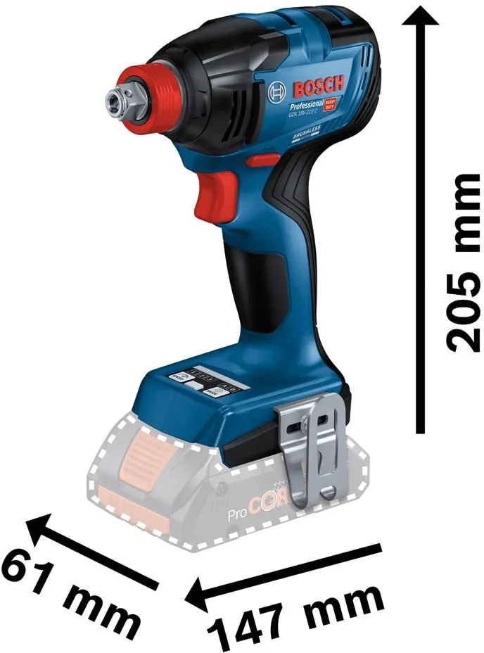 Комбинированный гайковёрт/шуруповёрт Bosch GDX 18V-210 C Professional 06019J0202