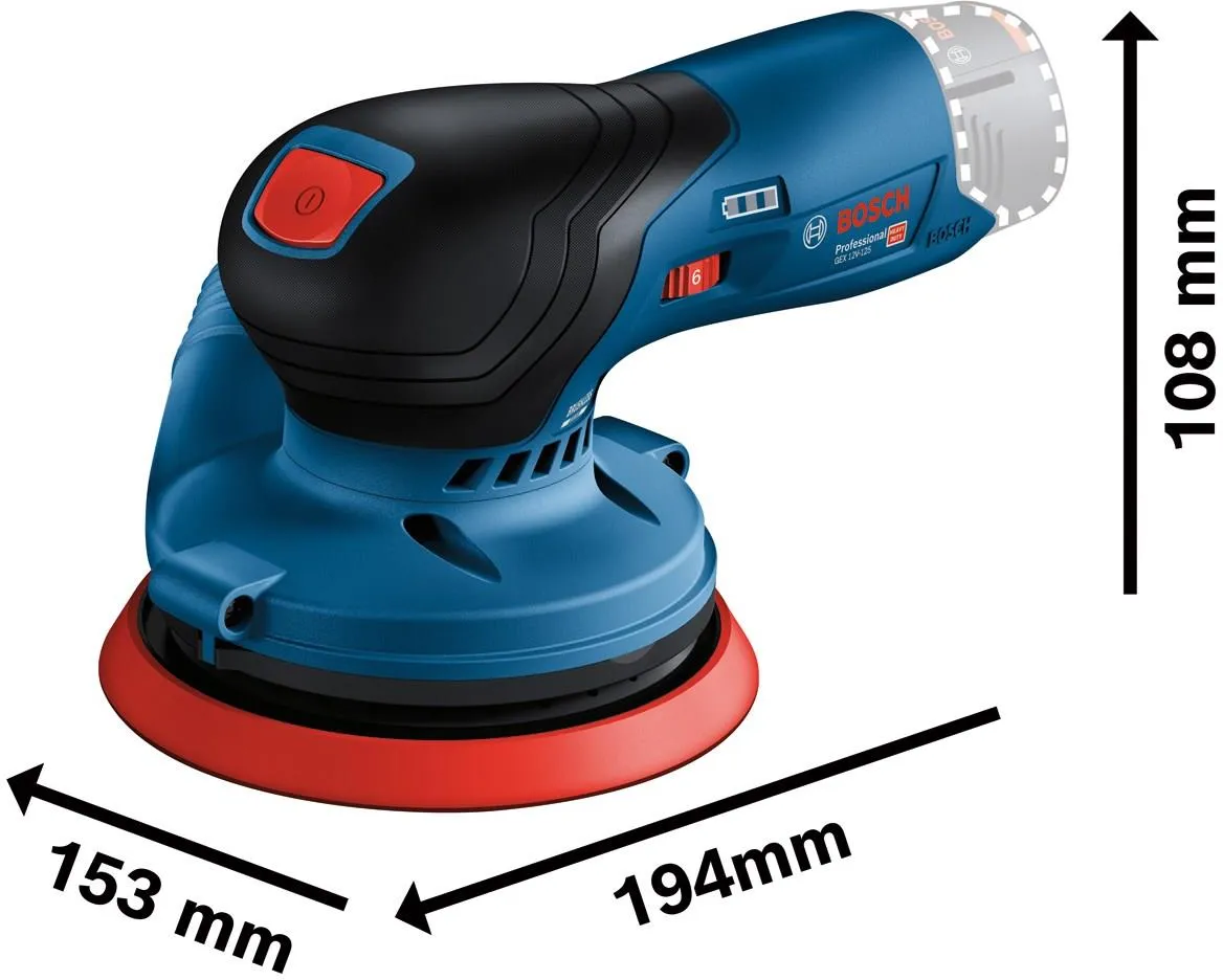Эксцентриковая шлифовальная машина аккумуляторная Bosch GEX 12V-125 Professional 0601372101