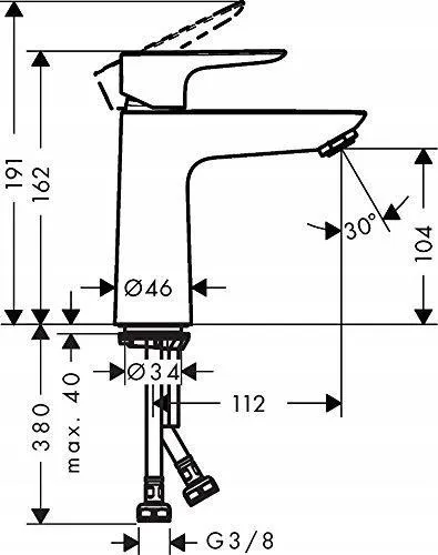 Смеситель для раковины Hansgrohe Talis E, шлифованный черный хром 71714340