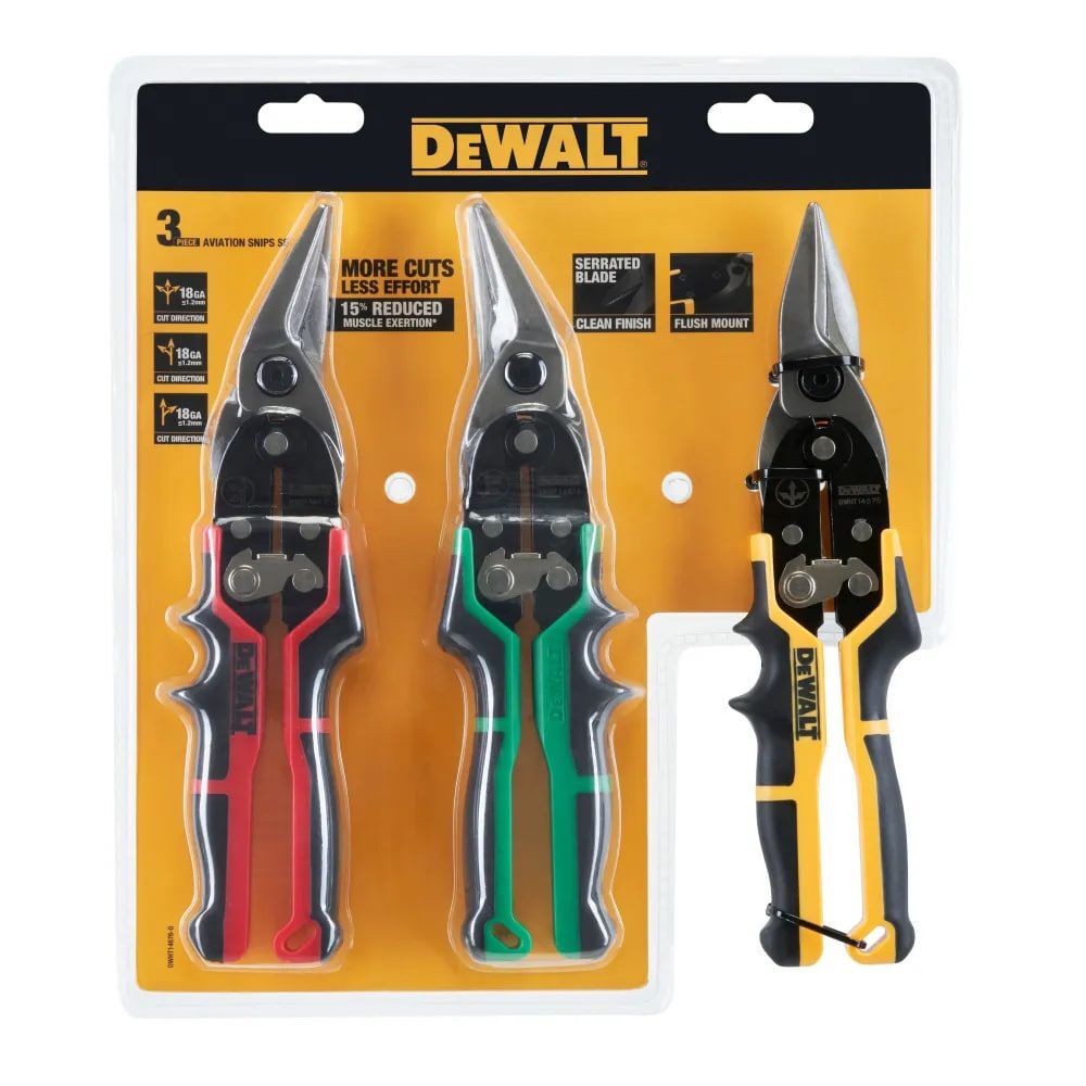 Набор ножниц DeWalt Ergo левое/правое/прямое резание, 3 шт. (DWHT146760)