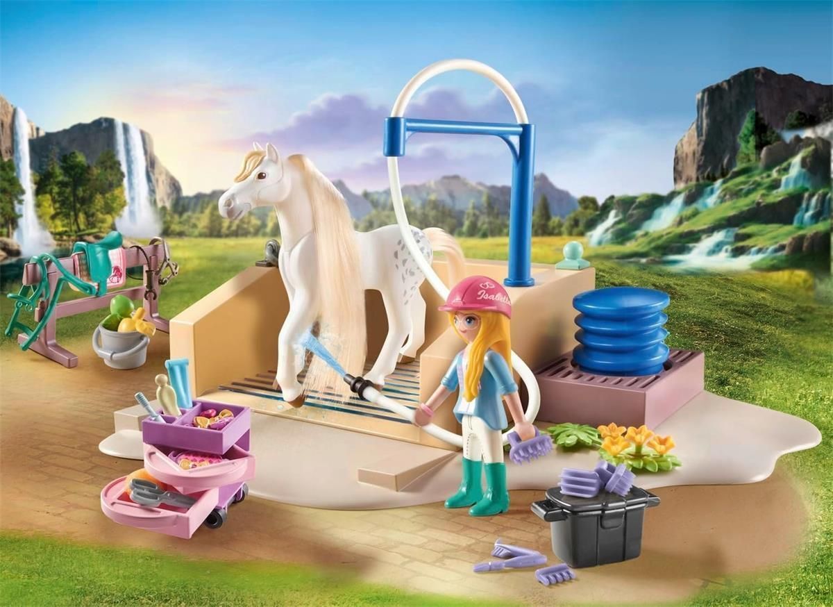 Игровой набор Playmobil 71354 Лошади у водопада Изабелла и Леонис с мойкой для лошадей