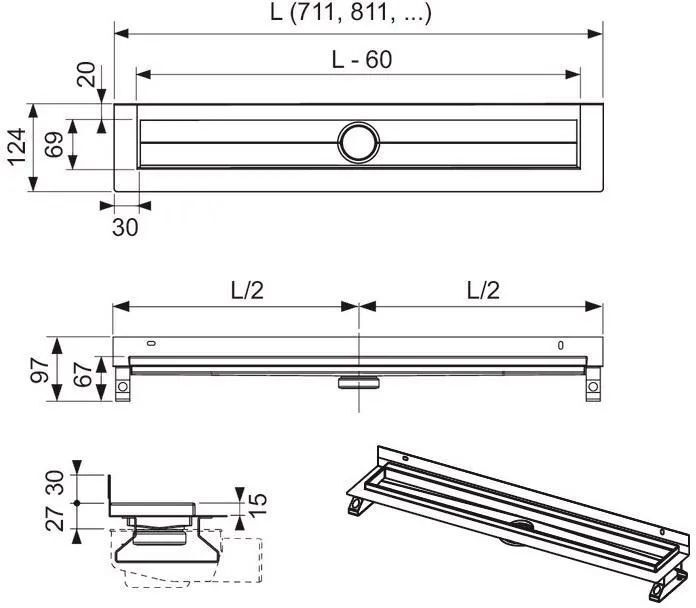 Душевой желоб TECE drainline (600901)