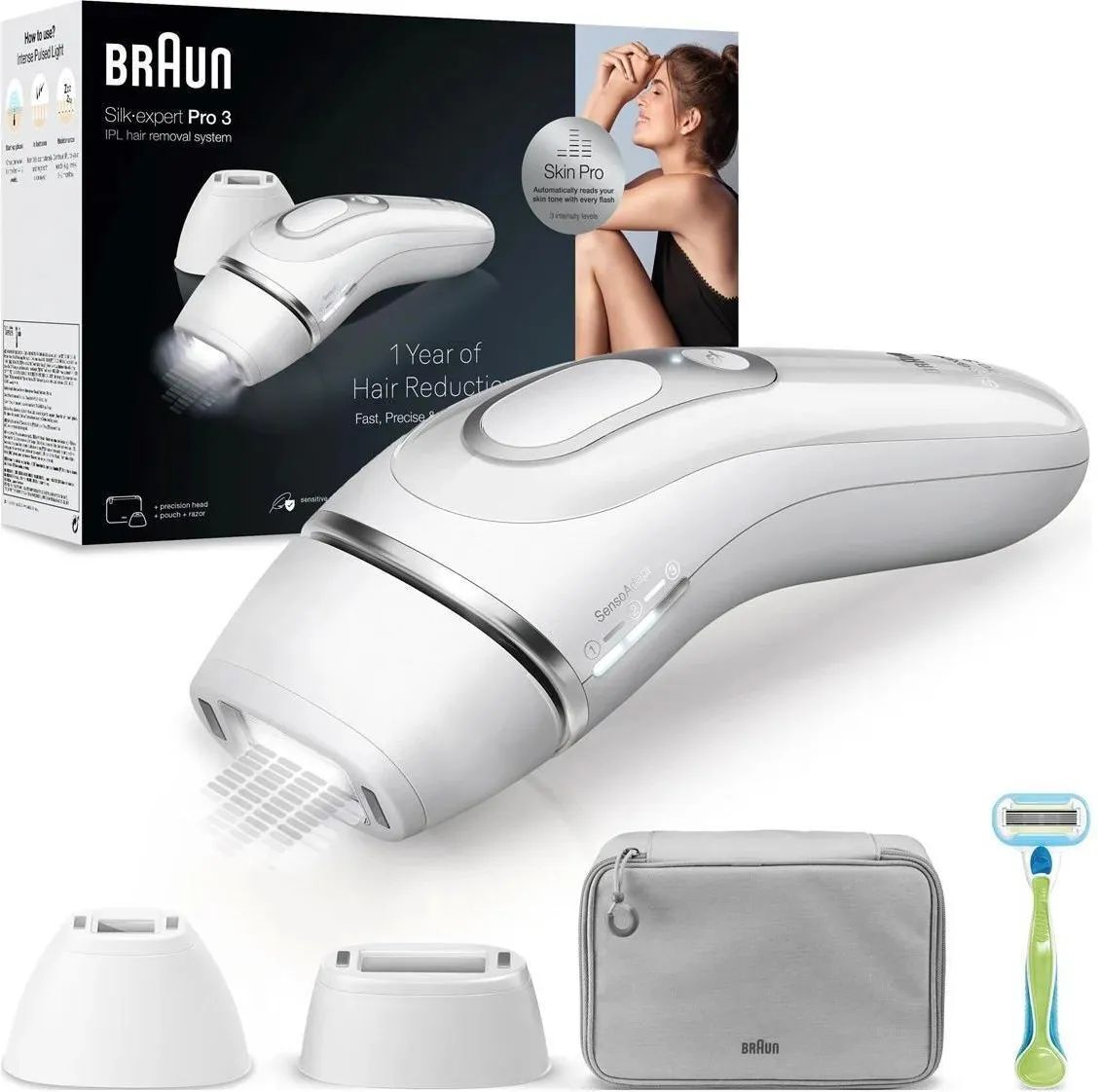 Эпилятор Braun Silk-expert Pro 3 IPL PL3122 Серебряный/Белый