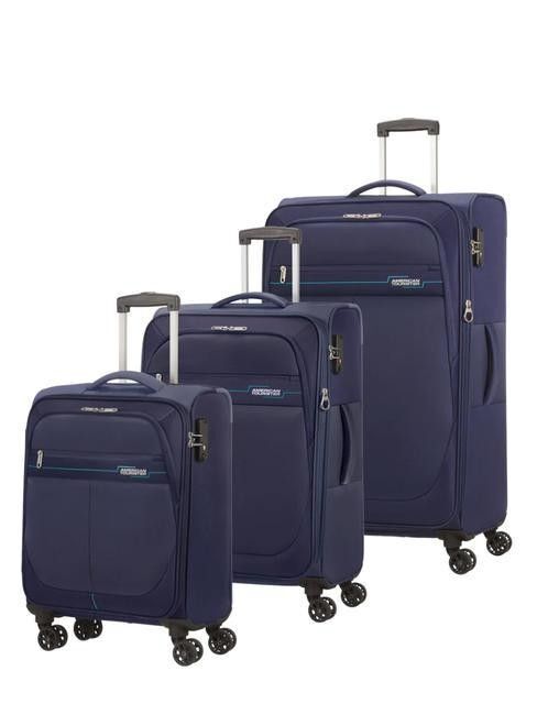 American Tourister VISBY 3 PC SET комплект чемоданов, синие, тканевые