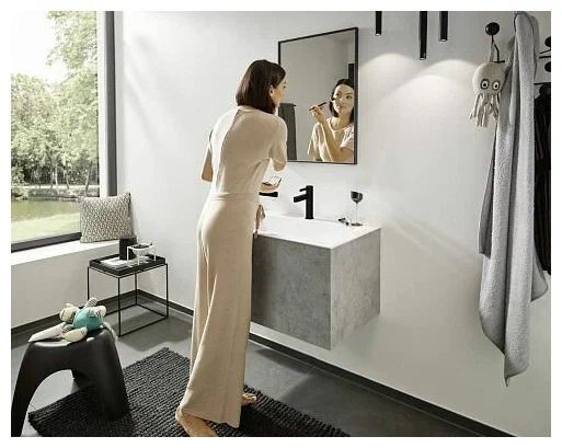 Смеситель для раковины Hansgrohe Finoris с донным клапаном черный матовый 76010670
