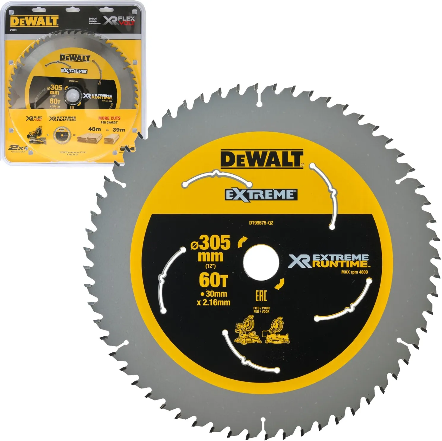 Пильный диск XR FlexVolt DeWalt DT99575, 305x30 мм, 60 зубьев