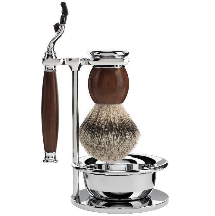 Набор для бритья Muhle Rytmo, 4 предмета - бритва Gillette Mach3 (S81H220SM3) из ясеня, натуральный барсучий ворс