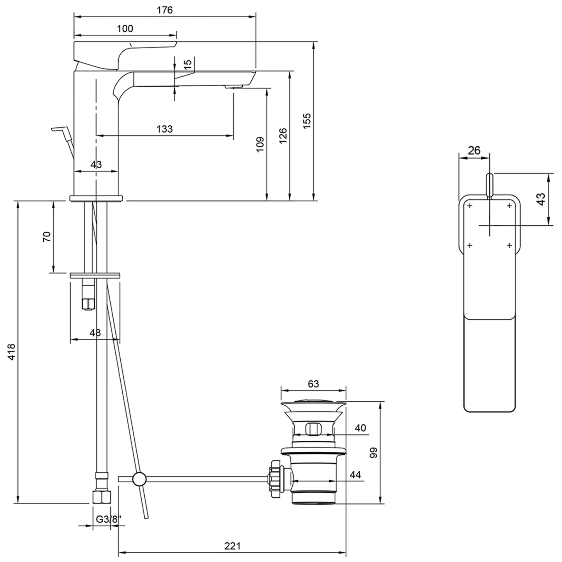 Смеситель для раковины Villeroy & Boch Subway 3.0 матовый черный TVW112002000K5