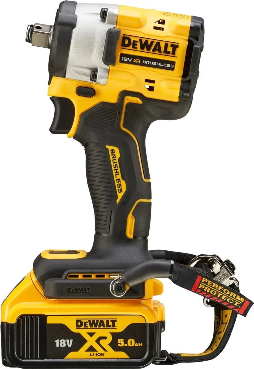 Аккумуляторный ударный гайковерт 1/2" (с креплением для страховки) DeWalt DCF921P2LR-TXJ, с 2 АКБ (5.0 Ач), ЗУ и кейсом