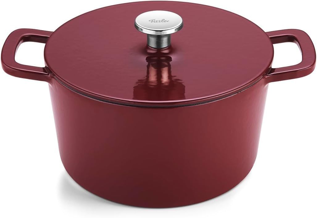 Кастрюля чугунная эмалированная с крышкой газовая индукционная FISSLER Moments 4,5 л