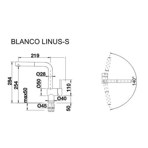 Смеситель для кухни (мойки) Blanco LINUS-S Silgranit черный