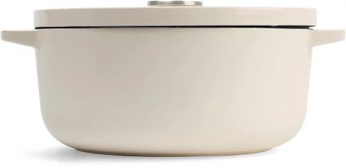 Чугунная кастрюля KitchenAid 5,2 л, 26 см, кремовая, с крышкой