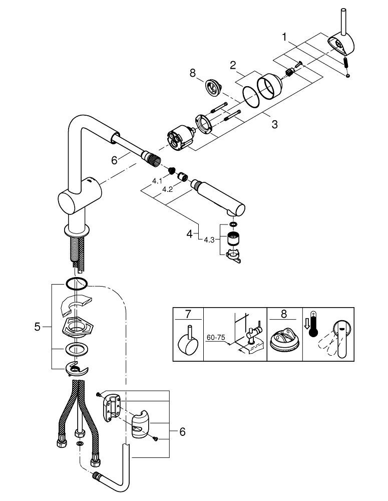 Смеситель для кухни Grohe Minta Hart Graphite 30274A00