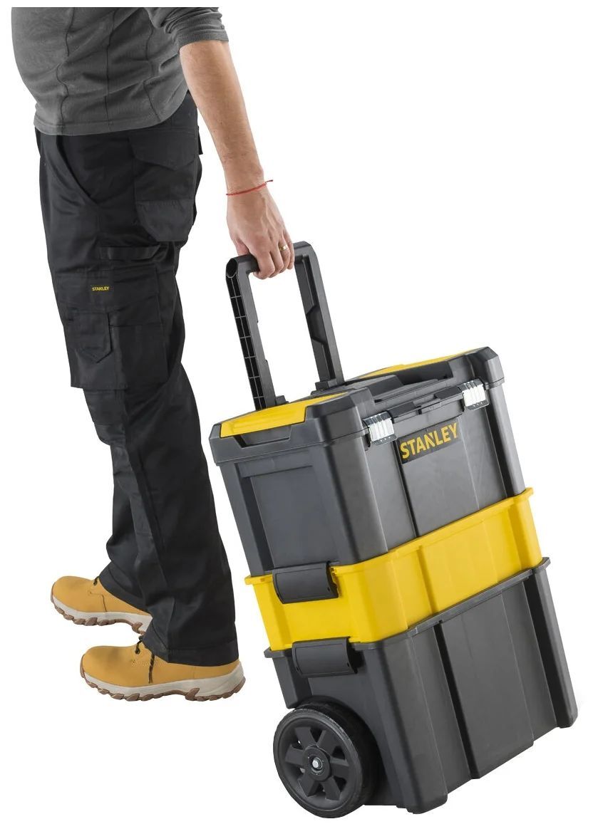 Ящик-тележка STANLEY STST1-80151 Essential Rolling Workshop, 63x46x28.5 см, 18'' , черный