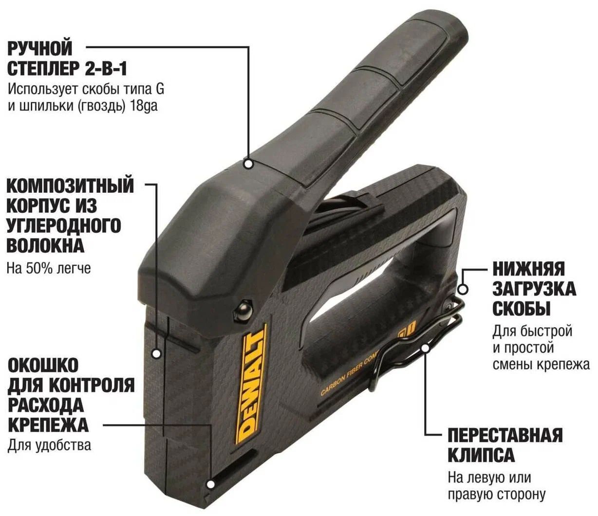 Степлер DEWALT DWHT80276-0 с корпусом из углеволокна