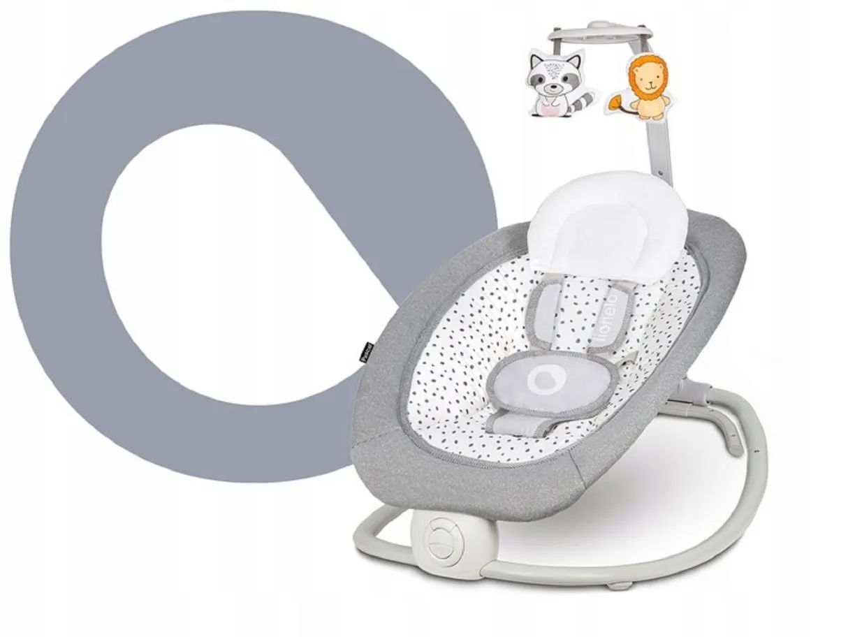 Детский шезлонг качалка для новорожденных Lionelo Pascal Grey Dove