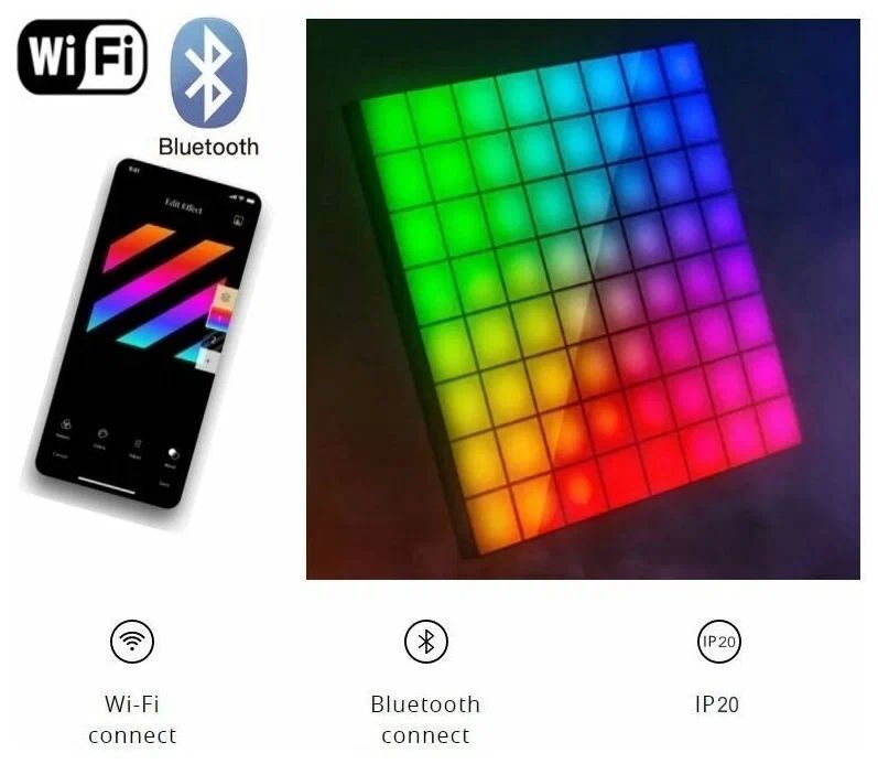 Панели со светодиодной подсветкой Twinkly Squares RGB + BT + Wi-Fi, 6 шт. (20x20см)