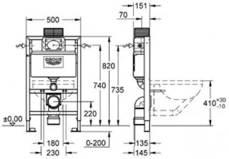 Инсталляция для унитаза GROHE Rapid SL 38526000