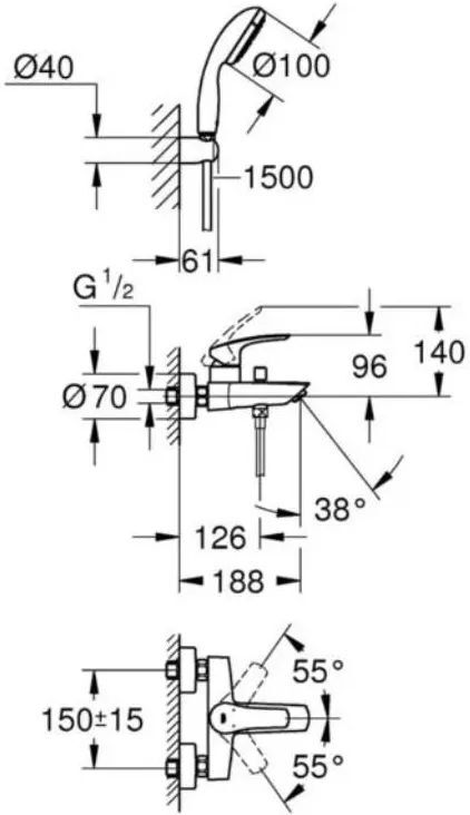 Смесители для ванны и душа Grohe Eurosmart Chrom 33302003