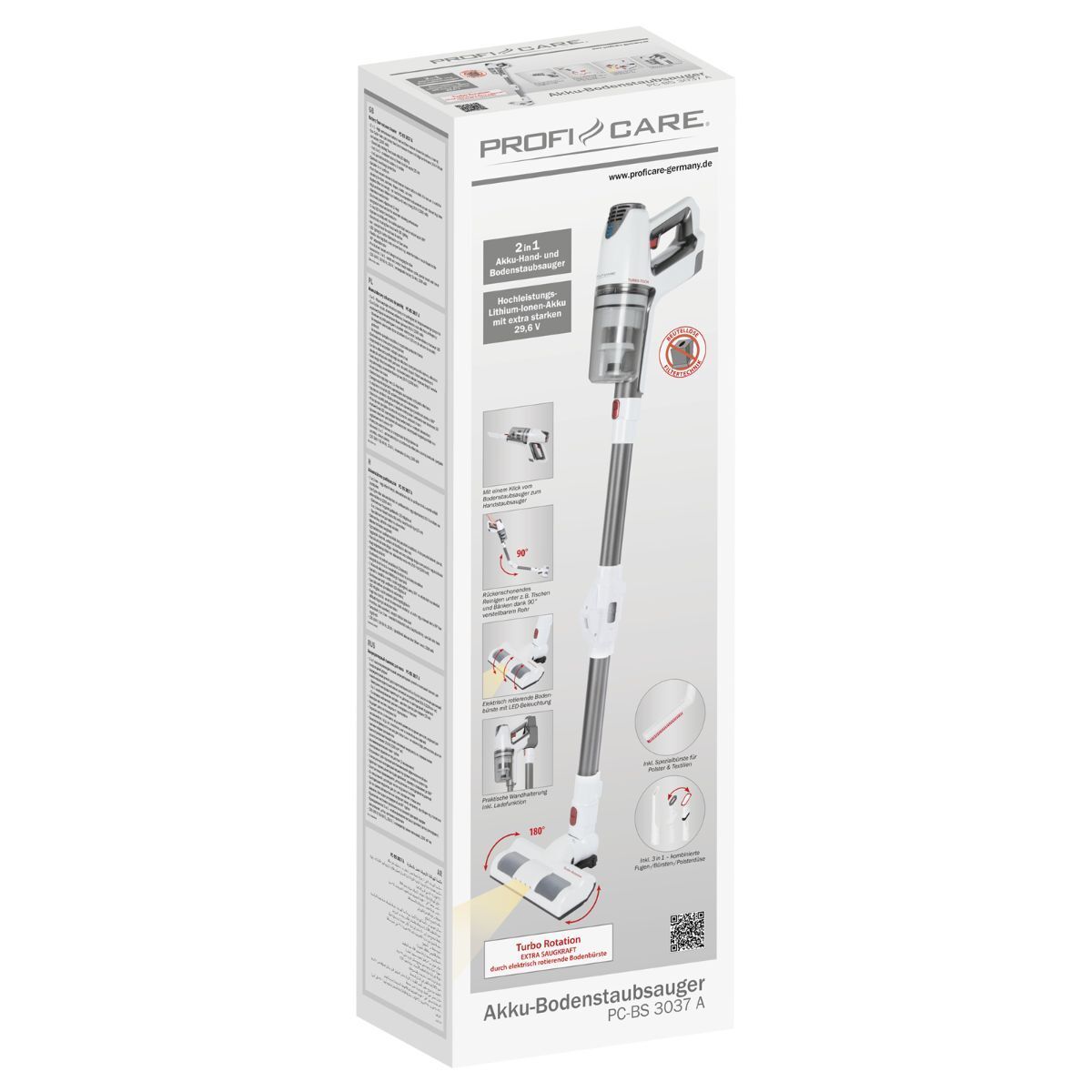Пылесос аккумуляторный ProfiCare PC-BS 3037 A weiss