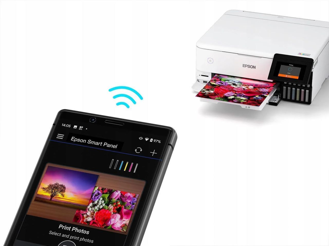 МФУ струйное Epson EcoTank L8160, цветн., A4, белый