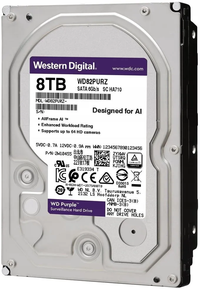Серверный жесткий диск Western Digital Purple 8TB 3.5" (WD82PURZ)