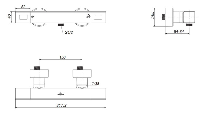 Термостатическийсмеситель для душа Villeroy & Boch Universal матовый никель TVS00001800064