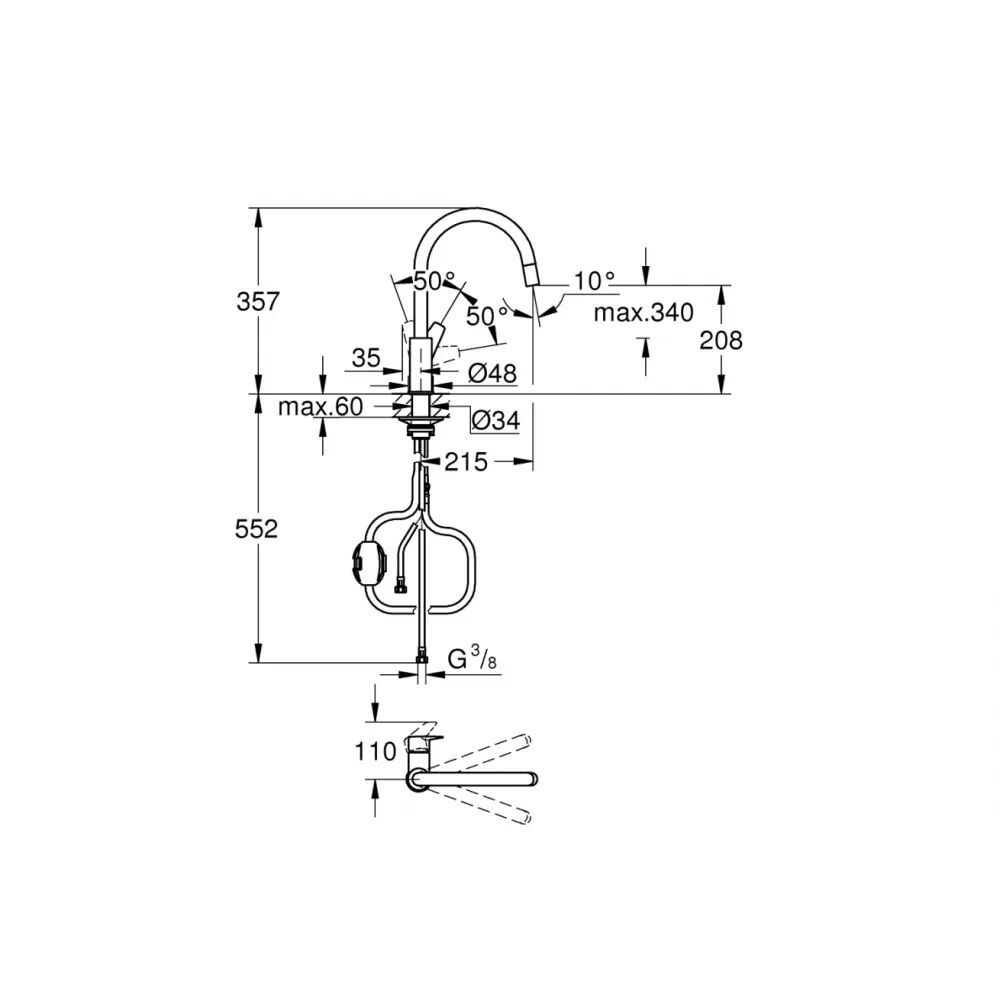 Смеситель для кухни Grohe Bauedge Хром 30536000