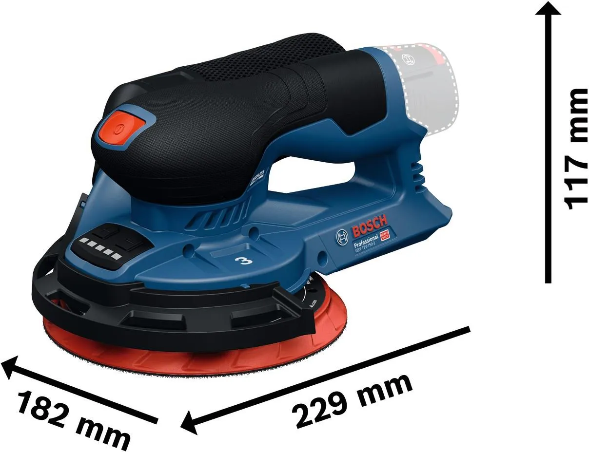 Эксцентриковая шлифовальная машина аккумуляторная Bosch GEX 12V-150-3 Professional 0601373300