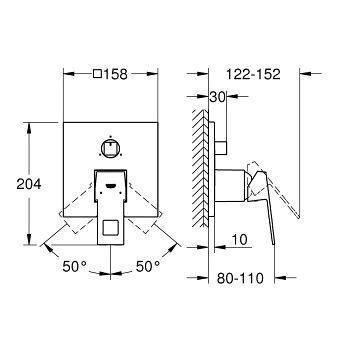 Верхняя монтажная панель и переключатель Grohe Eurocube 24094000