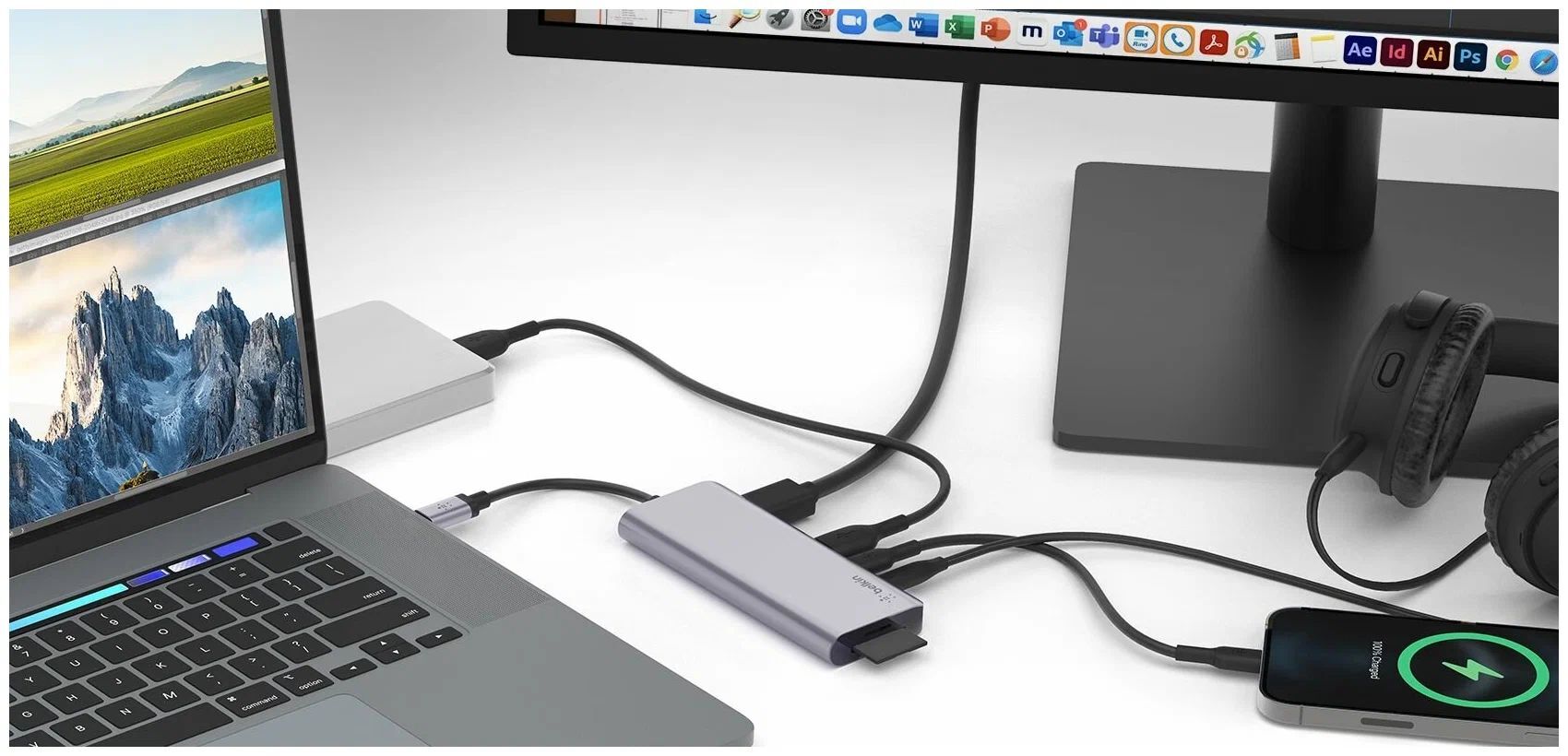 USB-разветвитель Belkin 7-in-1 USB-C Hub серый (INC009btSGY)