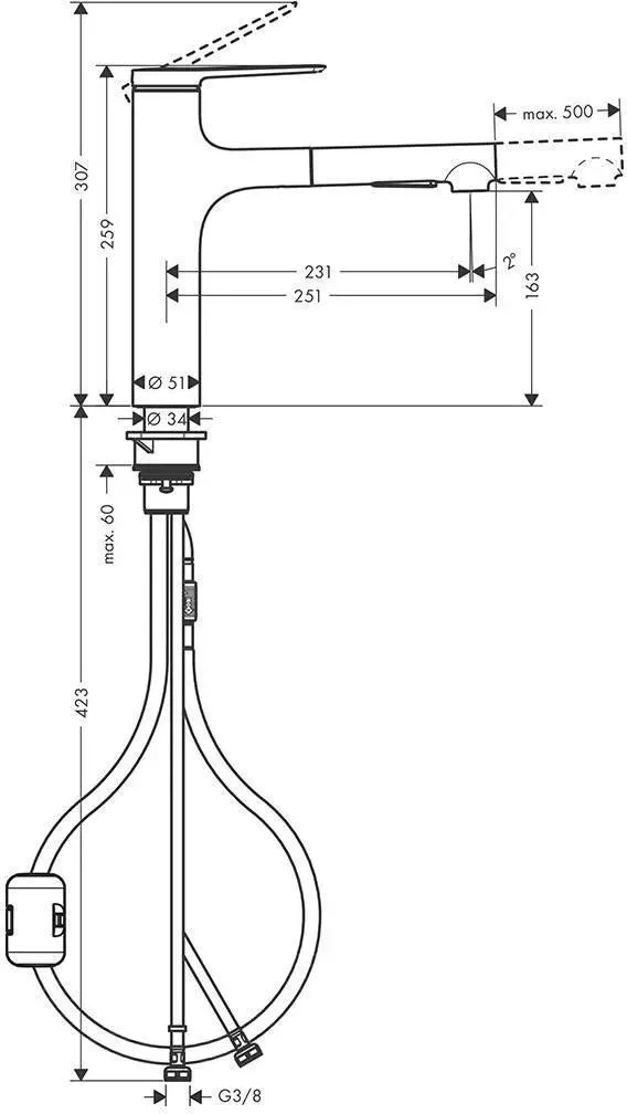 Смеситель для кухни Hansgrohe Zesis M33, хром 74822000