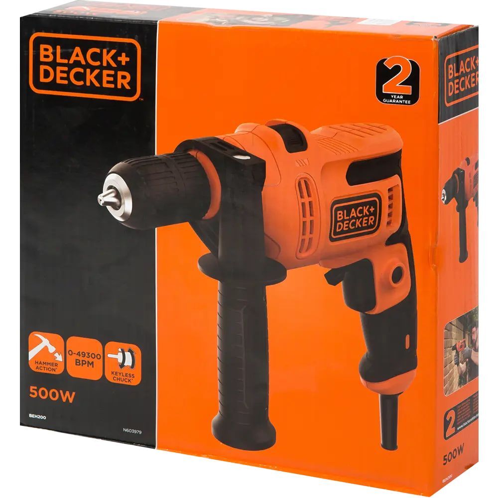 Ударная дрель BLACK+DECKER BEH200-QS
