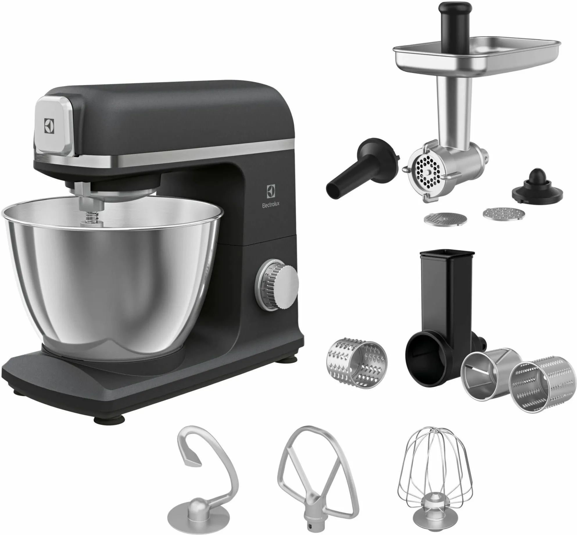 Планетарный кухонный комбайн Electrolux E5KM1-6GBP, 1200 Вт, 5 л, черно-серебристый