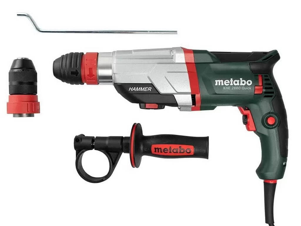 Перфоратор электрический Metabo UHE 2660-2 Quick 600697510 в комплекте с набором принадлежностей 30477