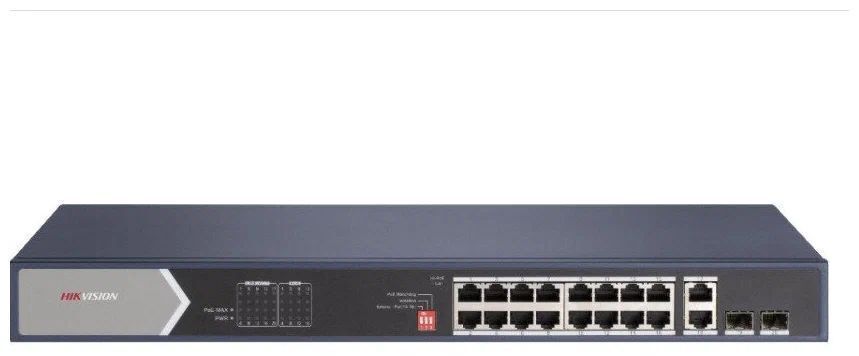 Коммутатор Hikvision DS-3E0520HP-E 18G 2SFP 12PoE 225W неуправляемый