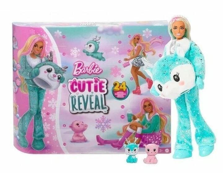 Игровой набор с куклой Адвент календарь Барби Barbie Cutie Reveal с 25 сюрпризами HJX76