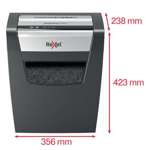 Уничтожитель (шредер) REXEL MOMENTUM X312, 3 уровень секретности, фрагменты 5х42 мм, 12 листов, 23 л, 2104572EU