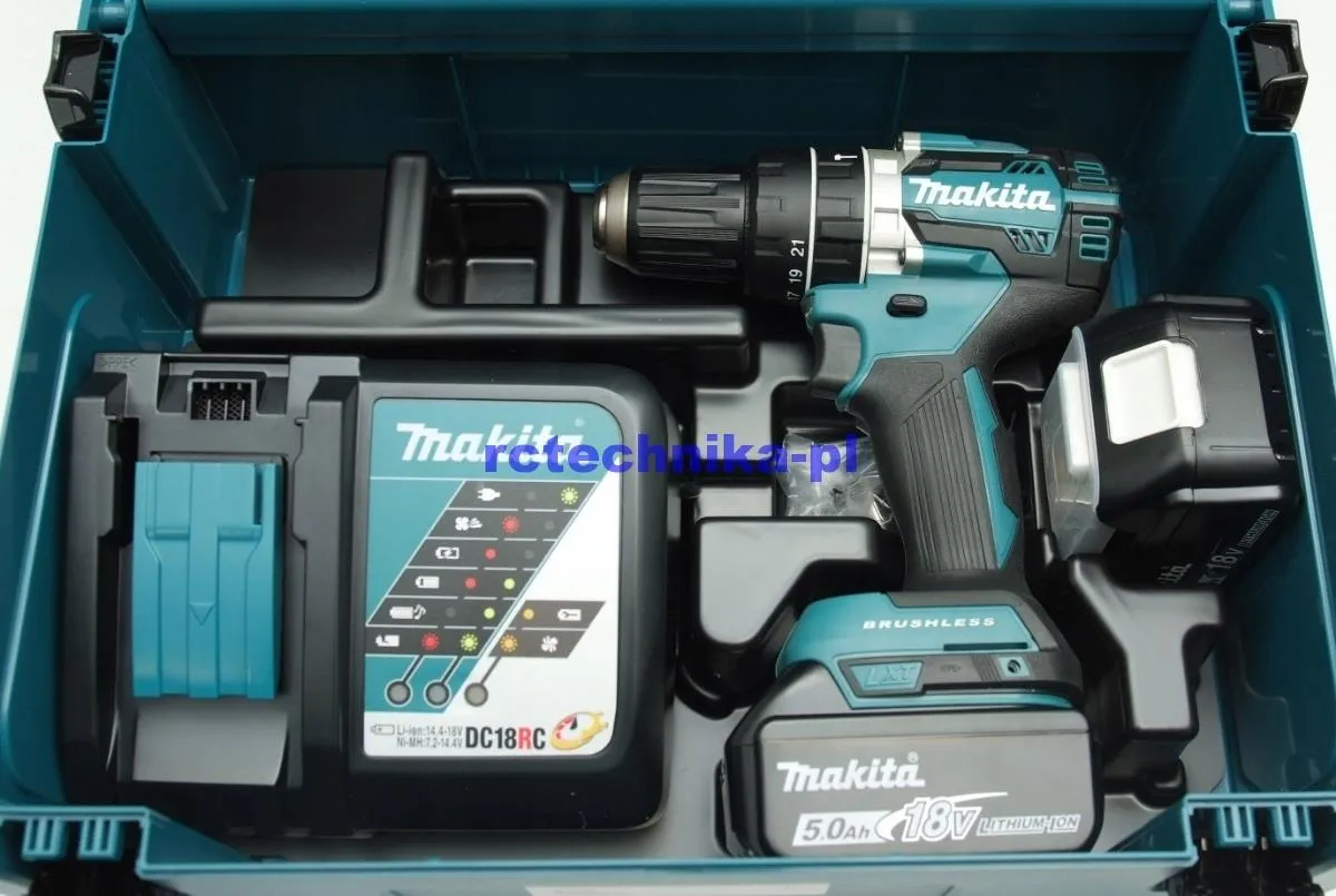 Аккумуляторная ударная дрель-шуруповёрт Makita DHP484RTJ 18 В, 2×5,0 А·ч АКБ, ЗУ, кейс Makpac